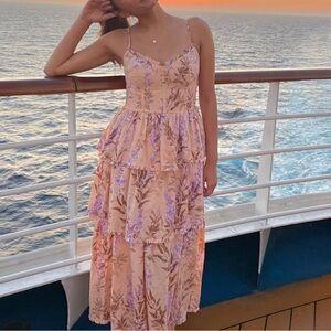 House of Harlow 1960 Floral Dress in Peach and Lavender